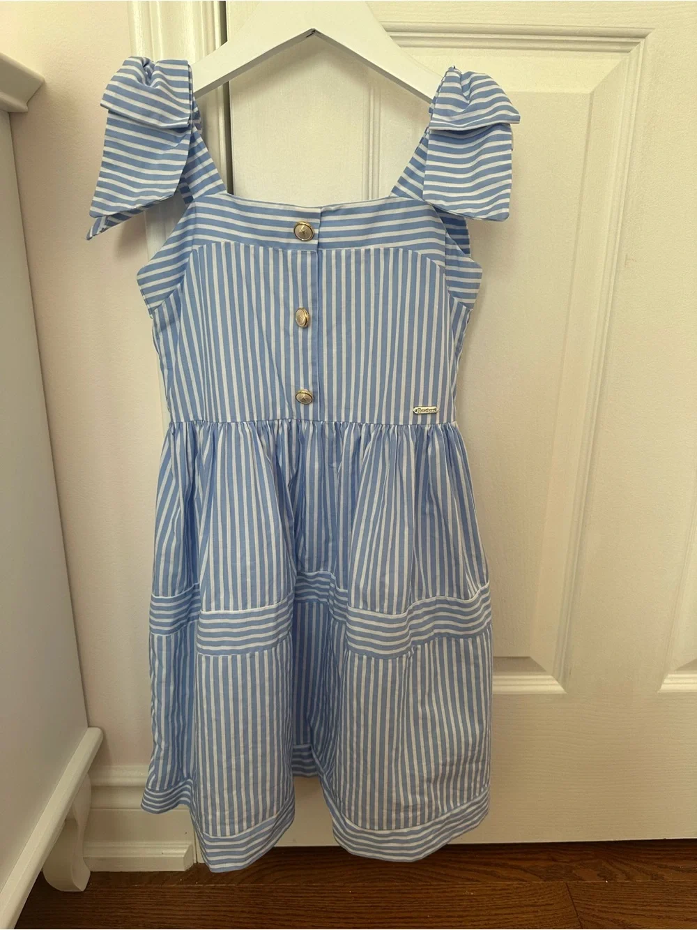 Patachou 2t Girls' Blue & White Striped Bow-Shoulder Sundress - Picture 1 of 3